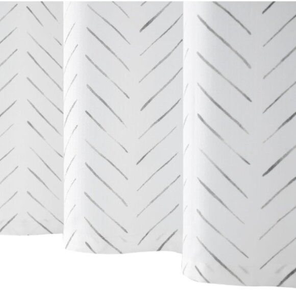 JINCHAN Shower Curtain 70 x 71.5 Inky Herringbone Chevron Zig Zag White Black - Picture 5 of 16